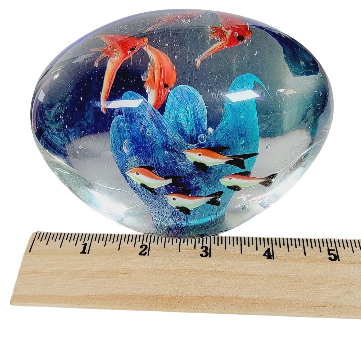 Hand Blown Fish Aquarium Paperweight, Art Glass Fish Aquarium Murano Style Fish