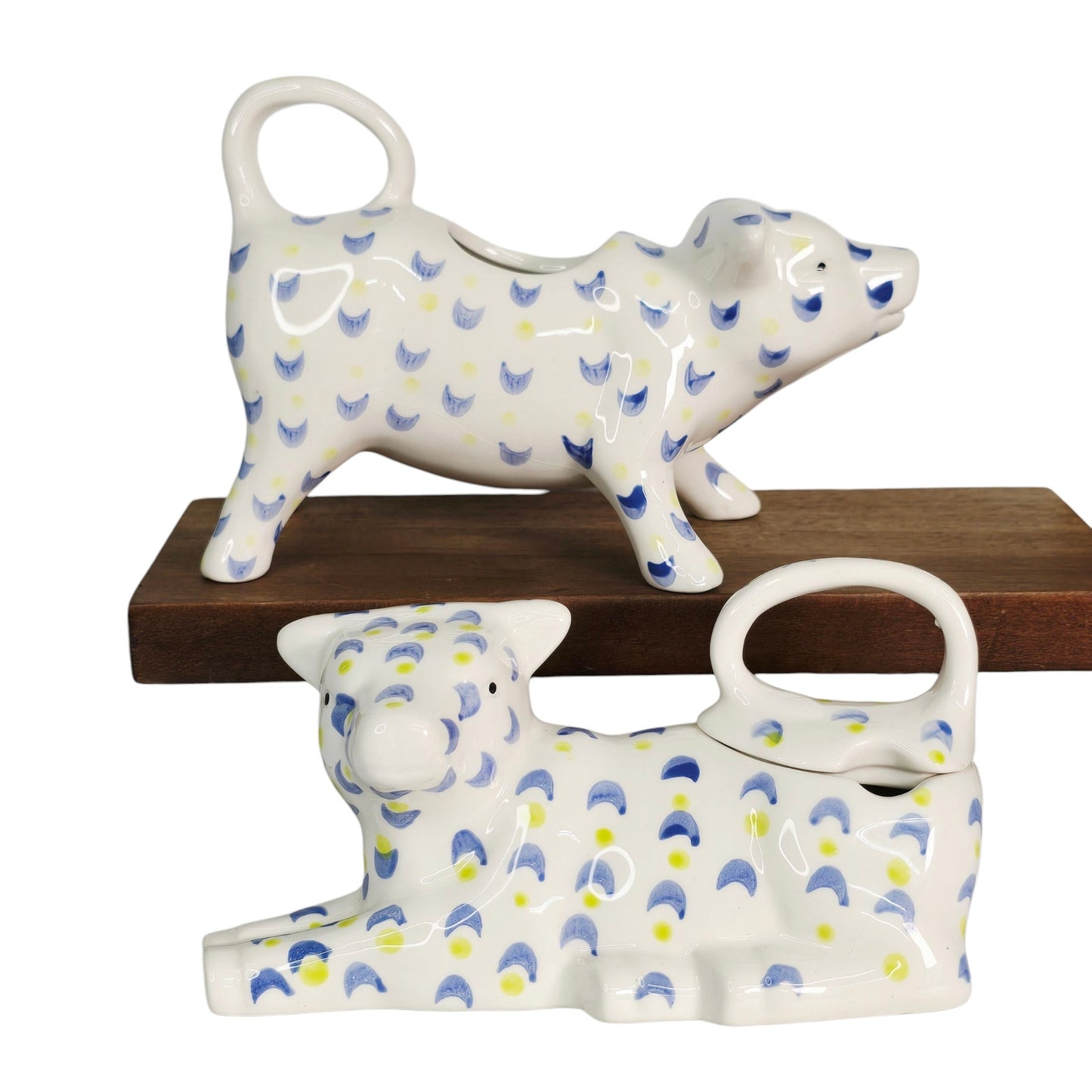 Ceramic French Country Cow Creamer & Sugar Arlington Designs CRAZED AS IS