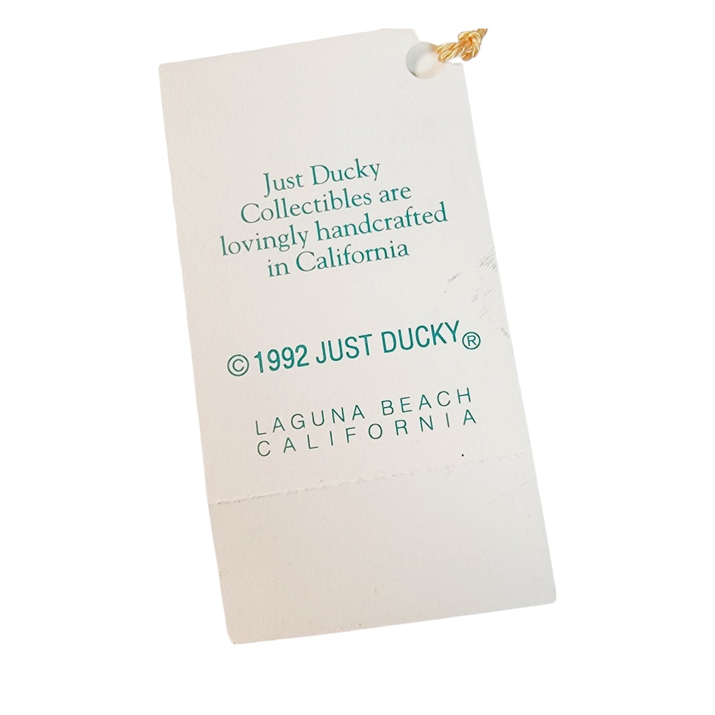 Just Ducky Standing Duck Collectible Porcelain Head, Handcrafted Dress, Made in Laguna Beach, Ca 1992