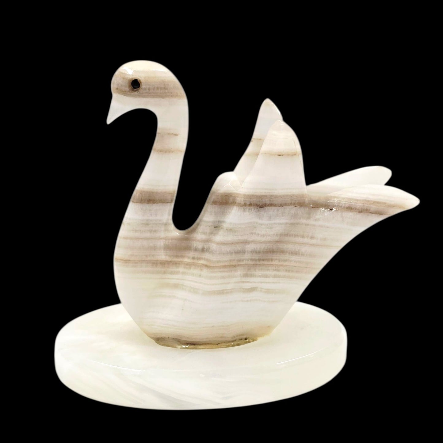 Vintage Onyx Swan Pen Holder, Cigarette Stem Holder, Candle Holder, Paperweight