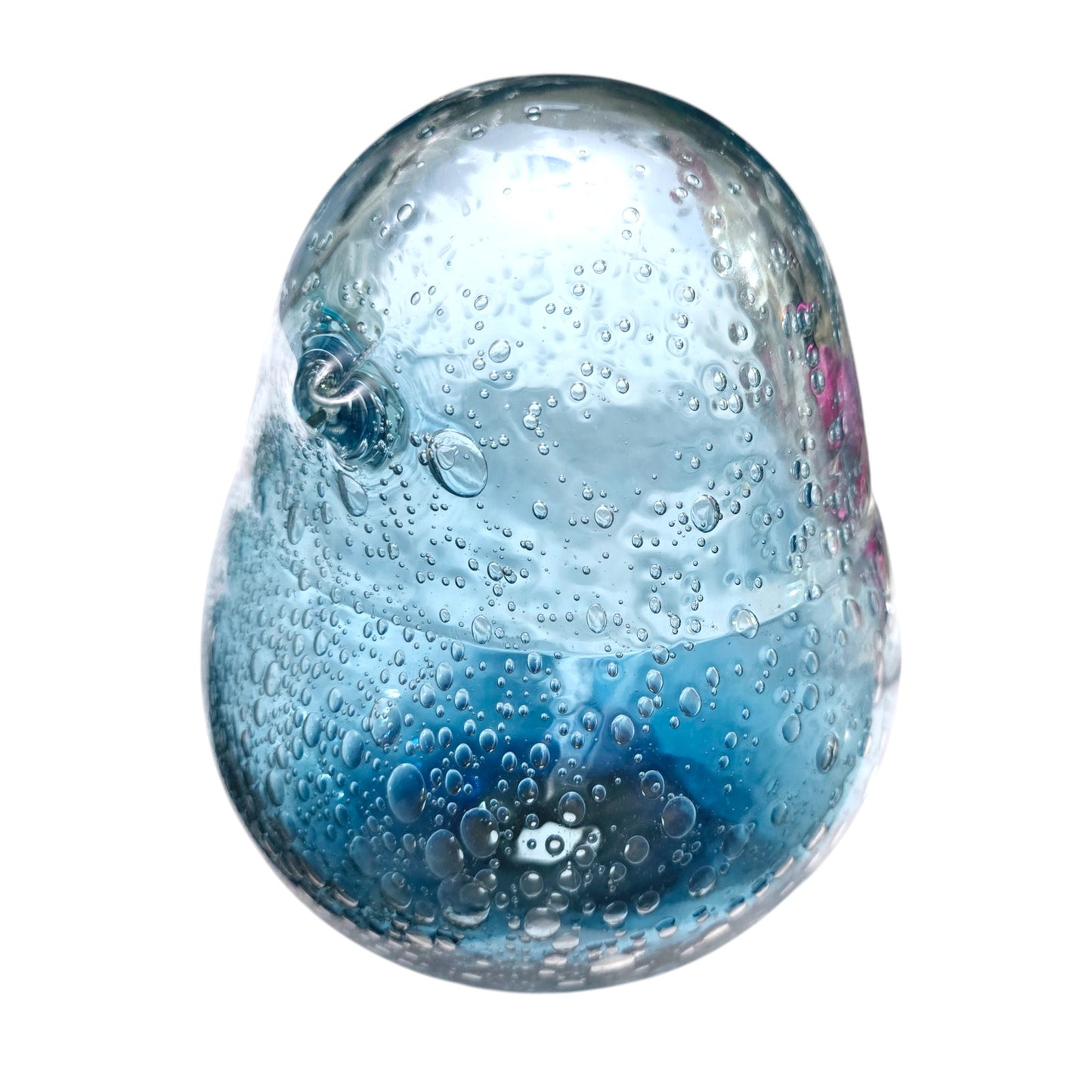 Large Hand-Blown Blue Glass Bird, Bubble Glass, Ombre Glass, Hollow Glass Art Sculpture