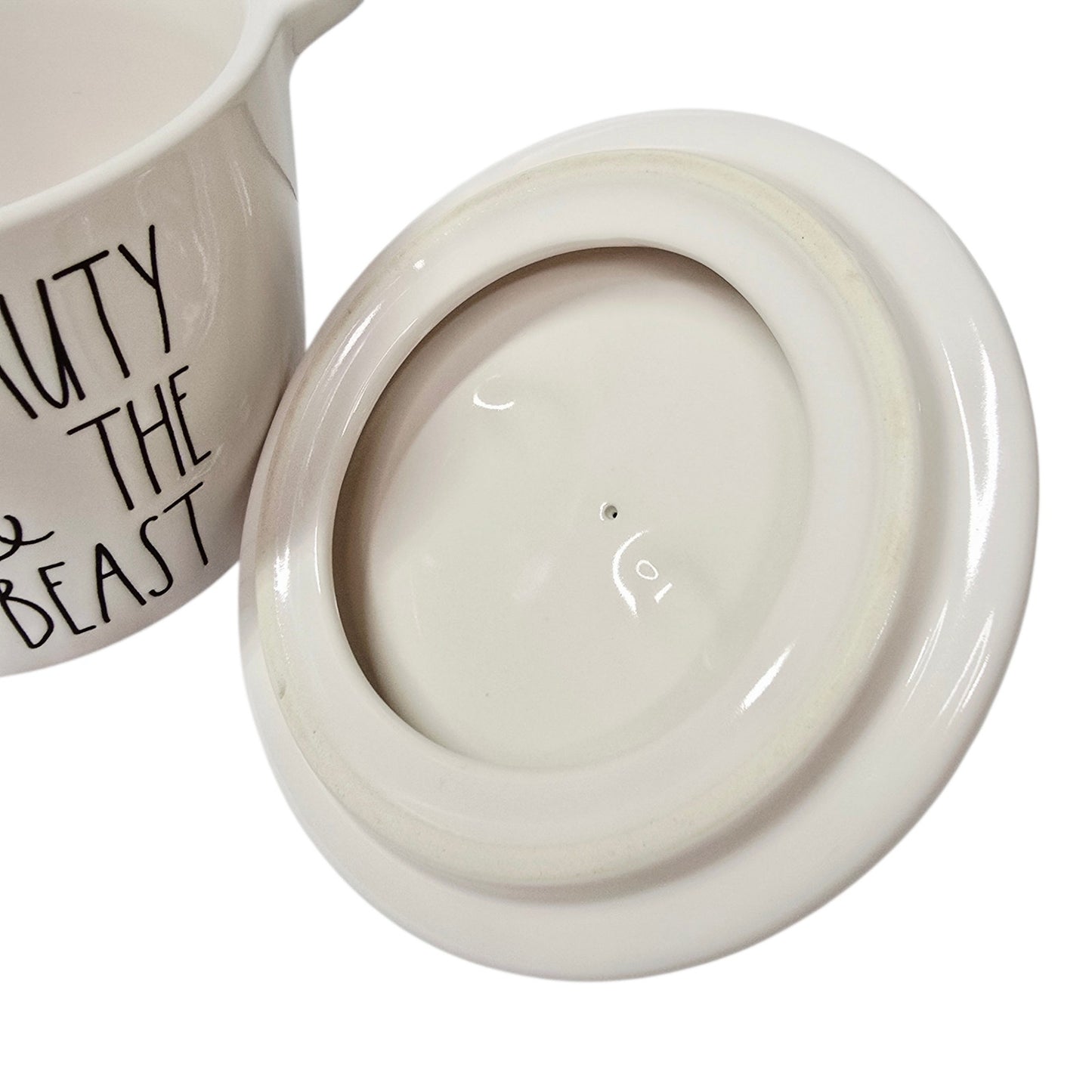 Rae Dunn Disney Princess BEAUTY & THE BEAST Ceramic Jar w/ Rose Lid