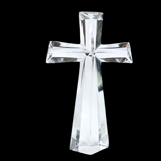 Crystal Glass Cross Figurine, Fine Bohemian 24% Lead Crystal, Teleflora Gift, 7.5" H