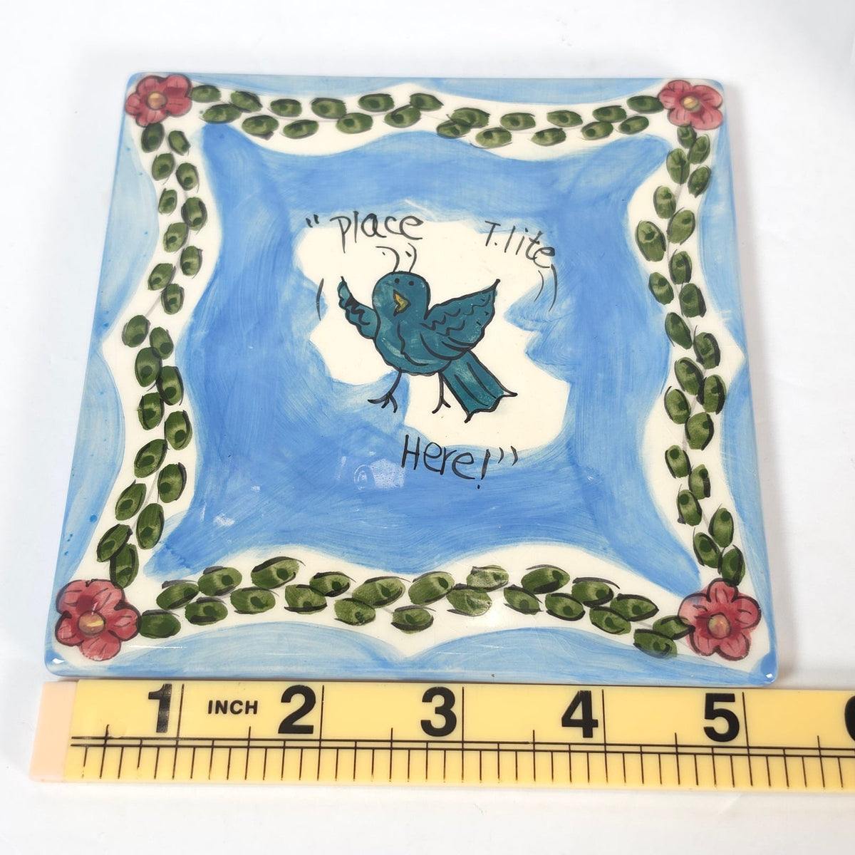 Vintage Blue Sky Little Bit of Heaven Cottage Tealight House & Plate 2000