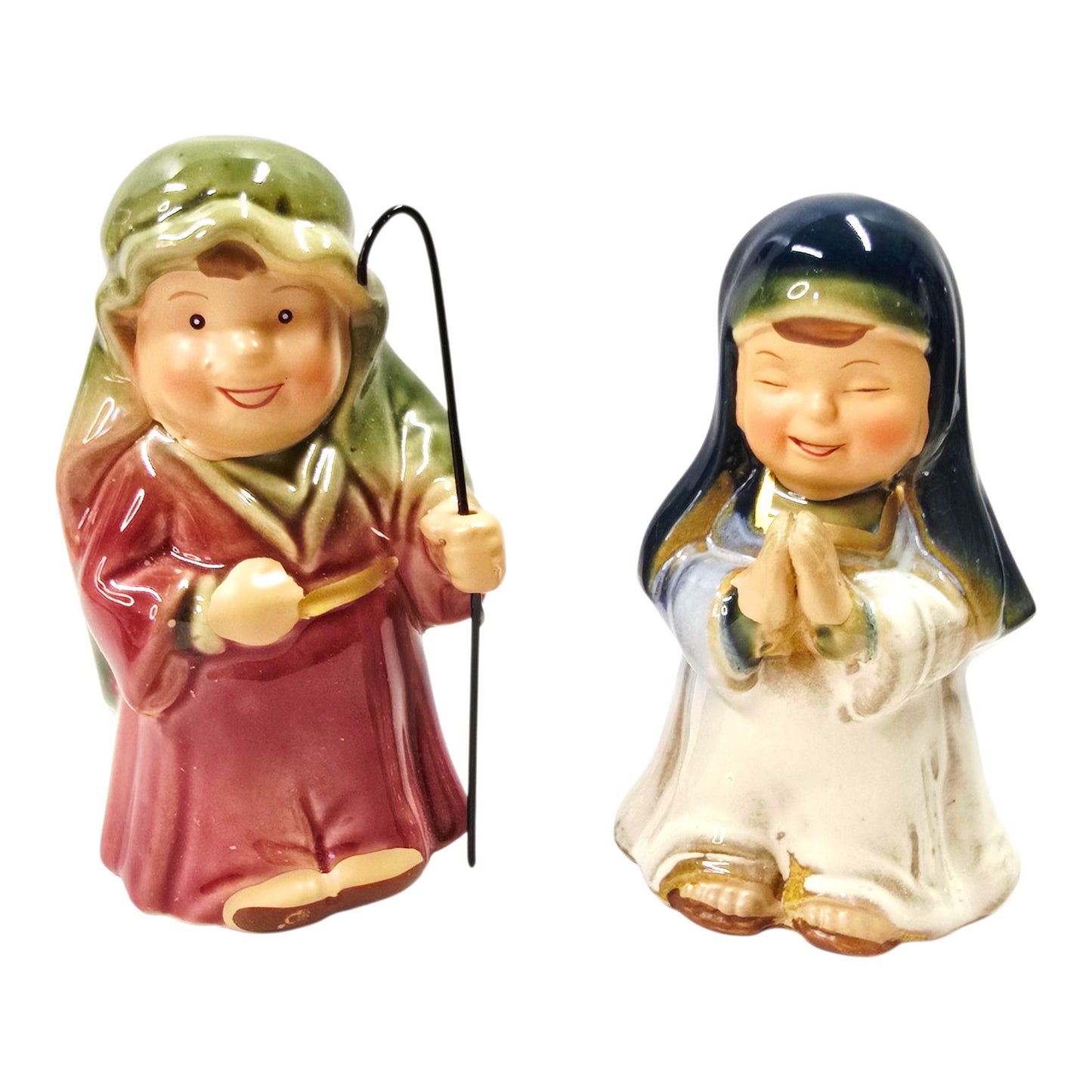 Vtg JC Penney Home Collection Nativity 8pc Glazed Figures Christmas Decor AS IS