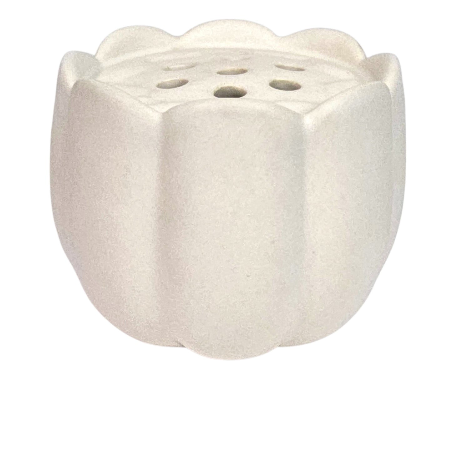 The Floral Society Ceramic Flower Frog Vase Matte White Scalloped Flower 3.5"