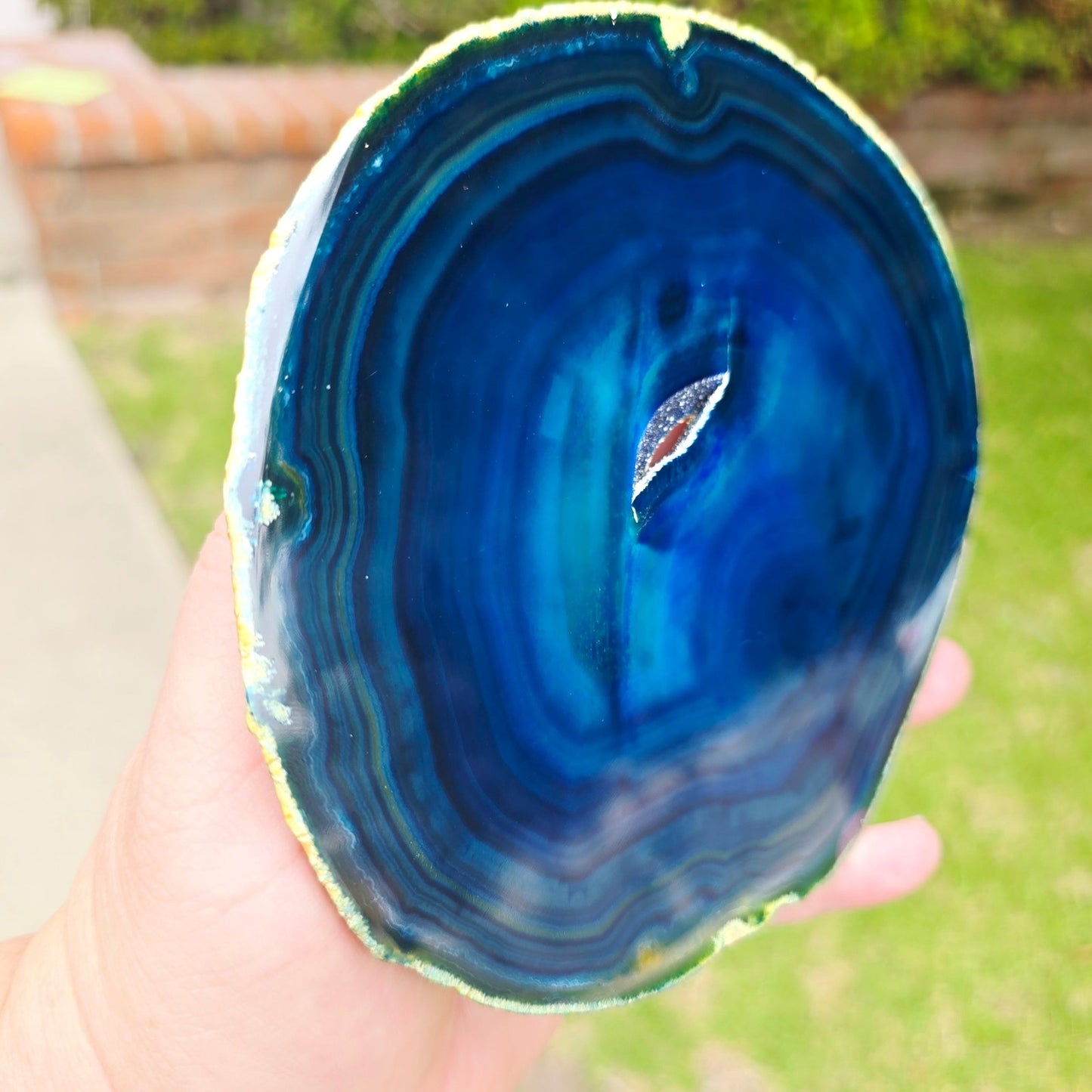 Blue Agate Geode Crystal Druzy Slab Slice