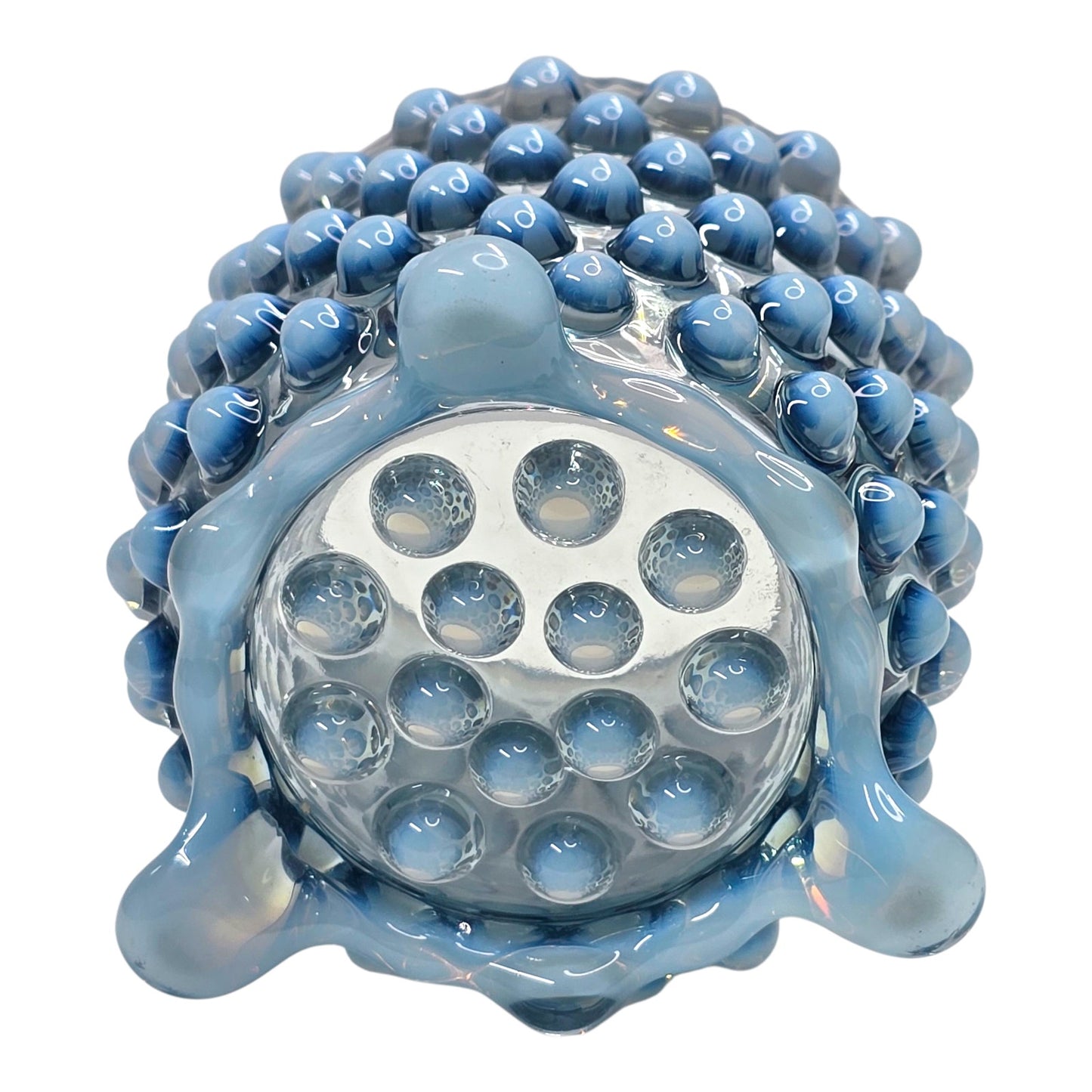 Fenton Blue Opalescent Hobnail Footed Spooner Navy Uranium Reactive Toothpick