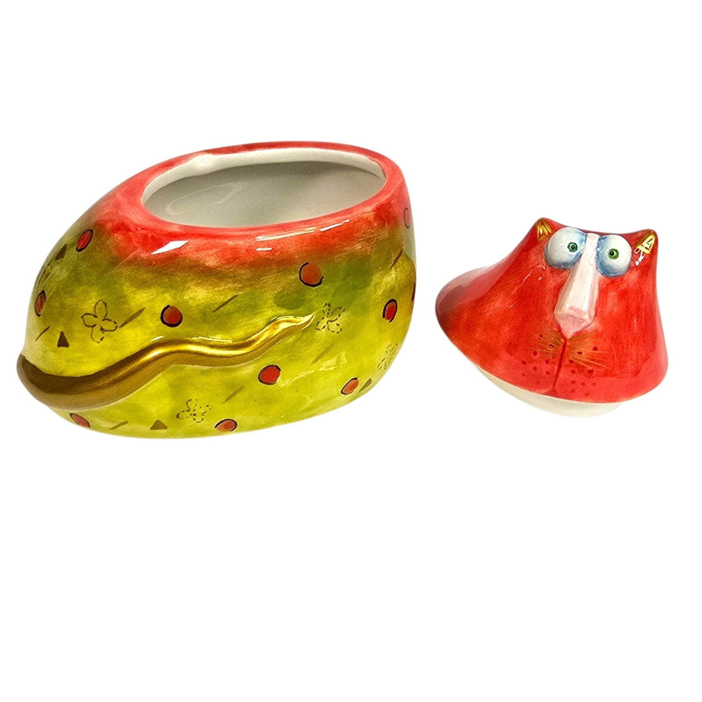 Studio Designworks Joy Cats Ceramic Cat Lidded Sugar Bowl Jam Jar Handpainted