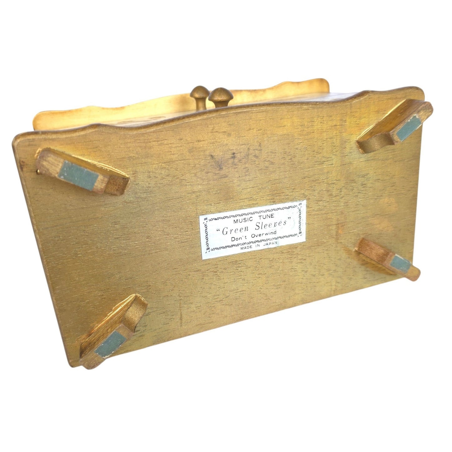 (Reserved for Customer) Vintage Florentine Wood Music Box Jewelry Box Made in Japan Plays: Green Sleeves