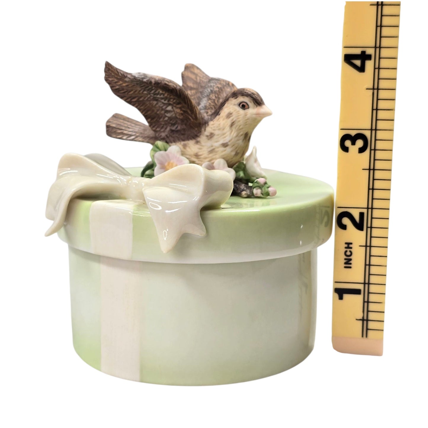 Vtg 2009 Crystal Cathedral Sparrows Club Trinket Box Bird Bloom Where Planted