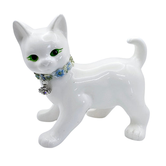 Vintage Porcelain White Cat Figurine Made in Taiwan