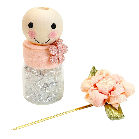 Peach Flower Sparkly Single Hat Pin Holder