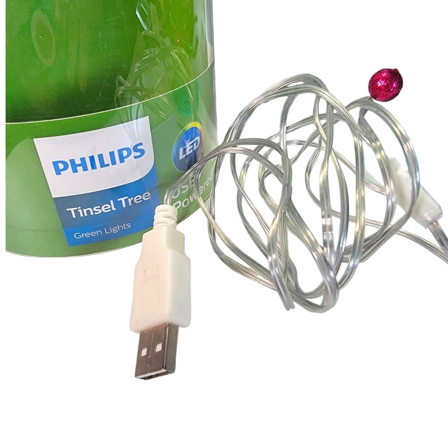 Philips Small Desktop LED USB Powered Christmas Tree 8" H Green Lights