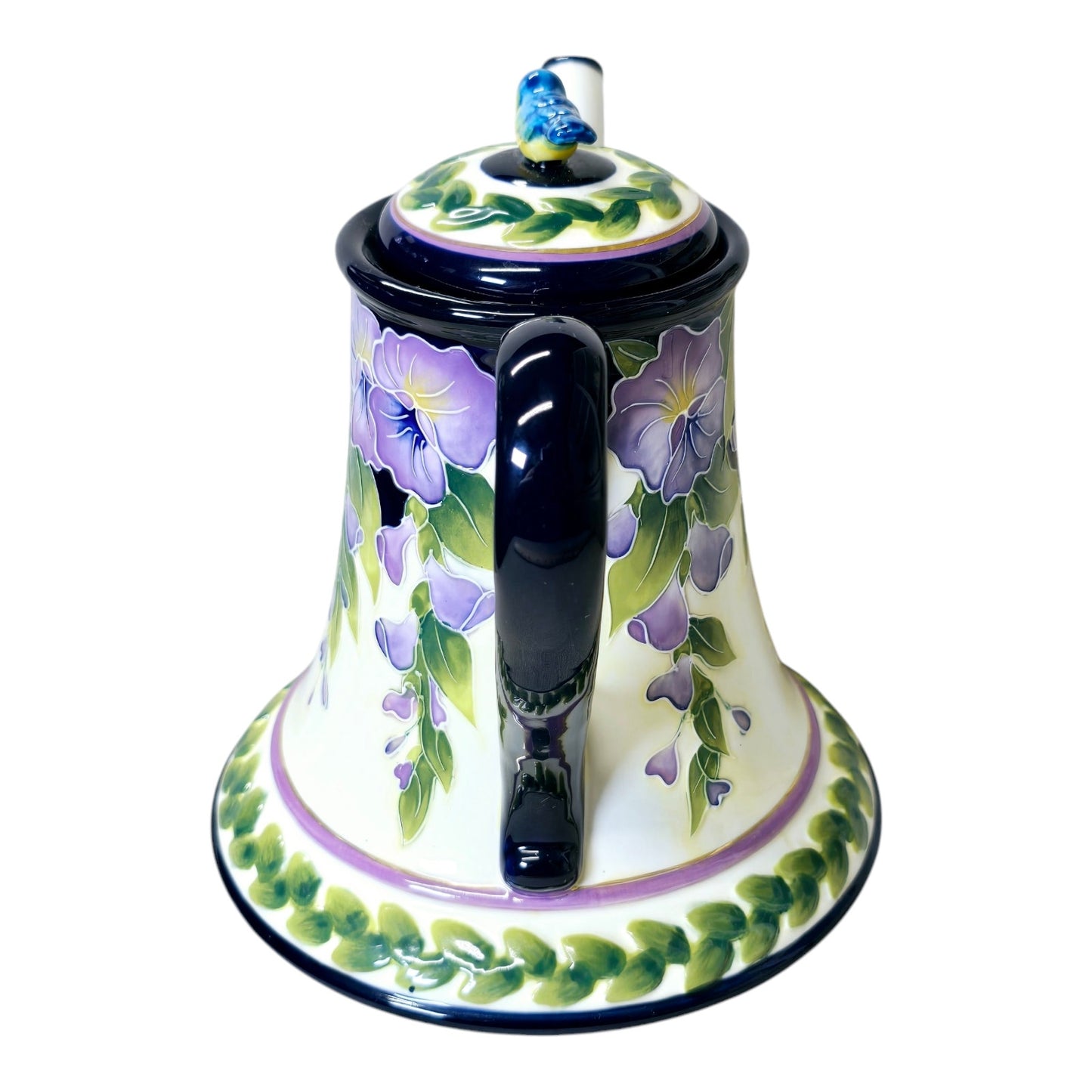 Blue Sky J. McCall Wisteria TeaPot with Bird and Purple Flowers 2005