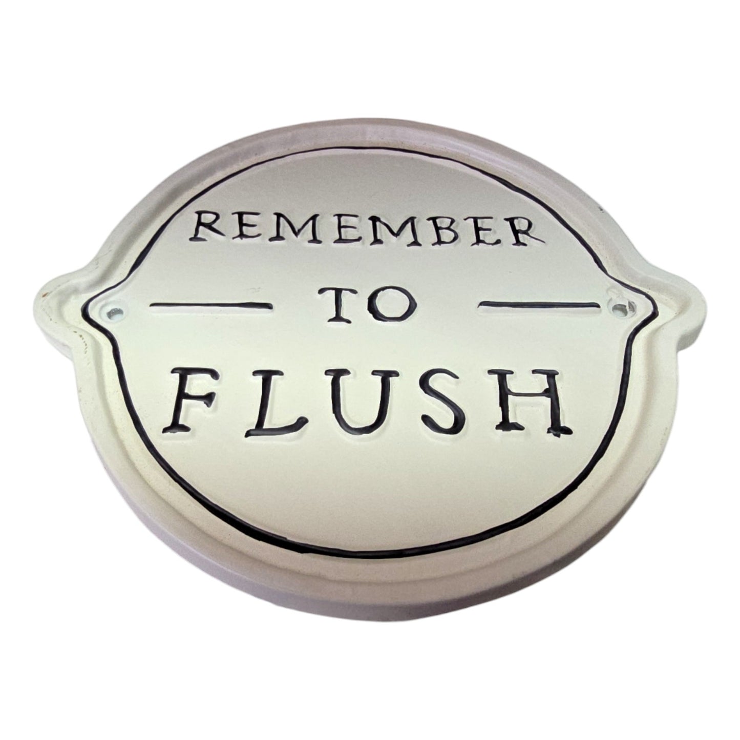 1990s Hearth & Hand with Magnolia "Remember To Flush" Metal Sign, Restroom Wall Plaque