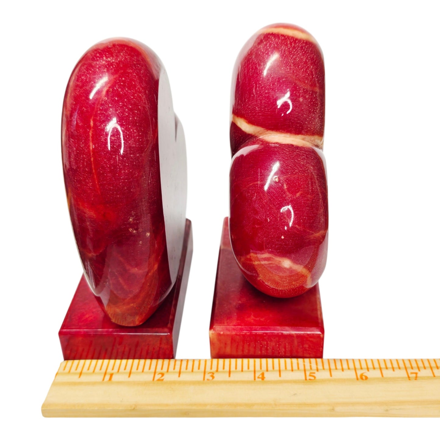 Vtg Ducceschi Italian Alabaster Red Heart Bookends Mid Century MCM Italy 8 lbs