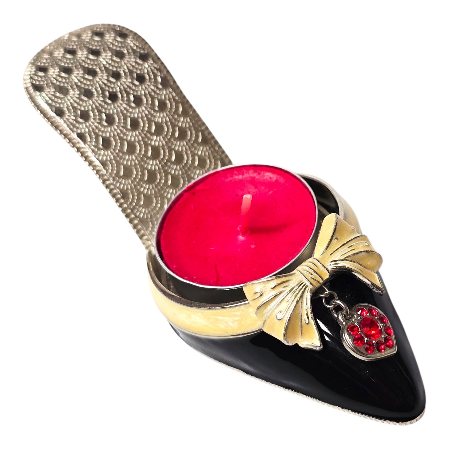 PartyLite Audrey High Heel Shoe Tealight Candle Holder Crystal Charm Valentine's