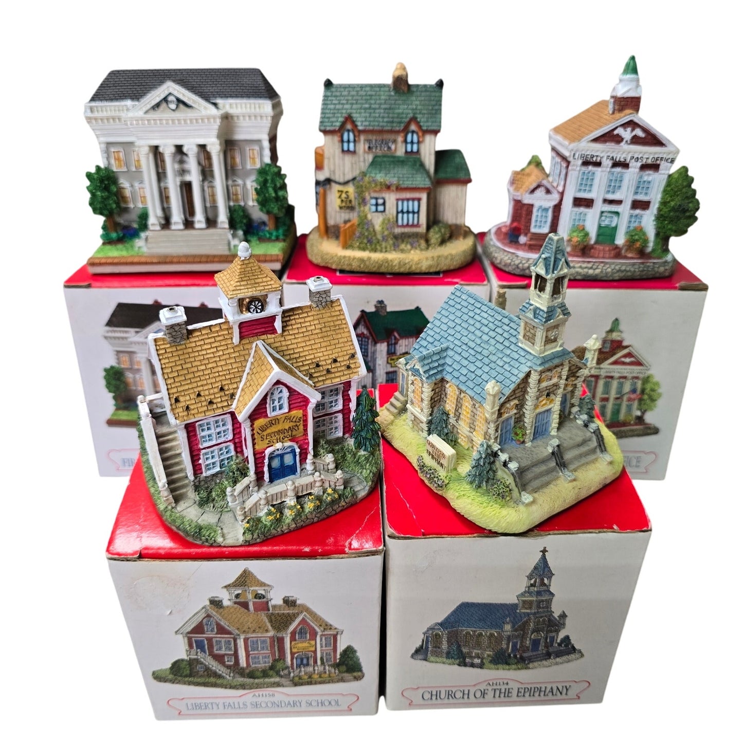 Liberty Falls Village Lot 5 Miniature Community Buildings Americana Decor