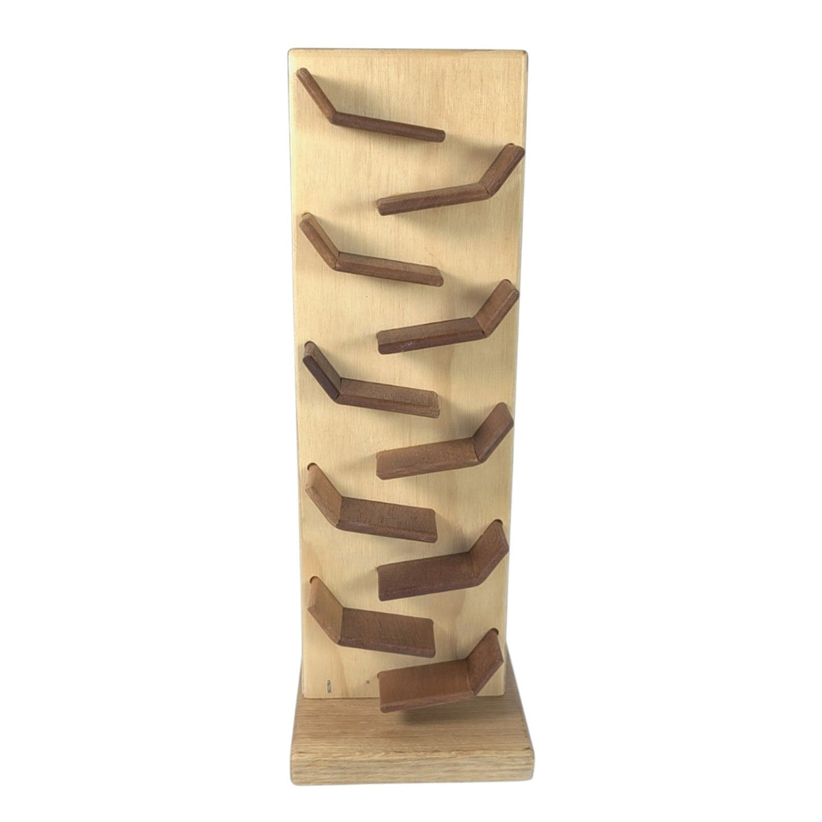 Handcrafted Wooden Zigzag Marble Run Toy Natural Wood Tiered Track