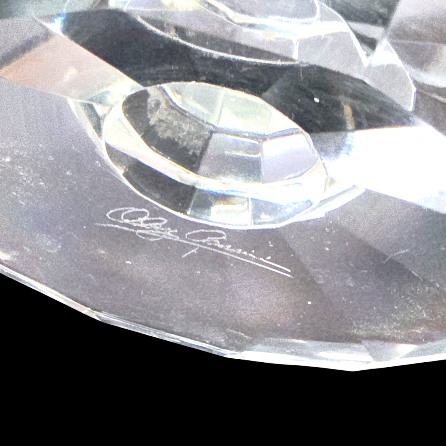 AS IS Oleg Cassini Crystal Pillar Candle Holders,  Set of 2, Small Flaw