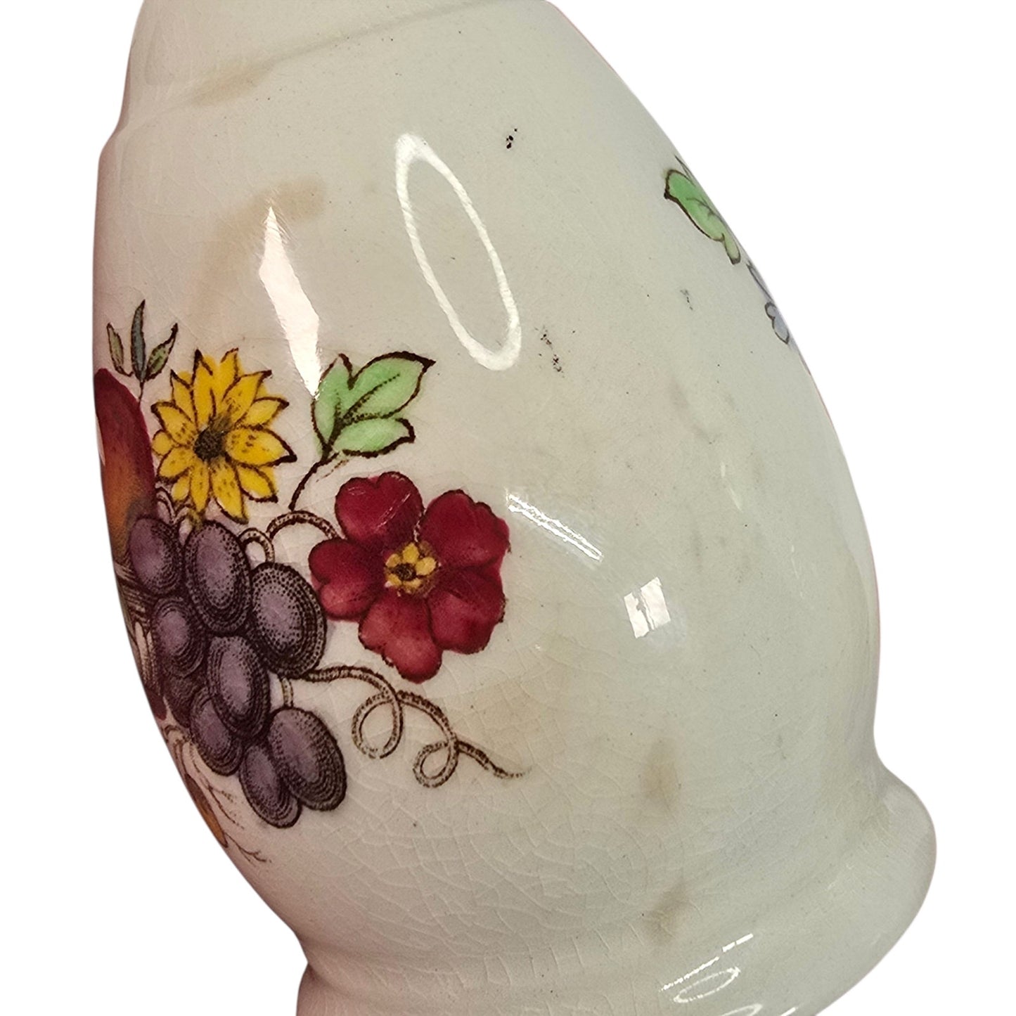 Spode England Reynolds Fruit Salt Pepper Shakers Vtg 1972 MME Gilder Mark FLAW