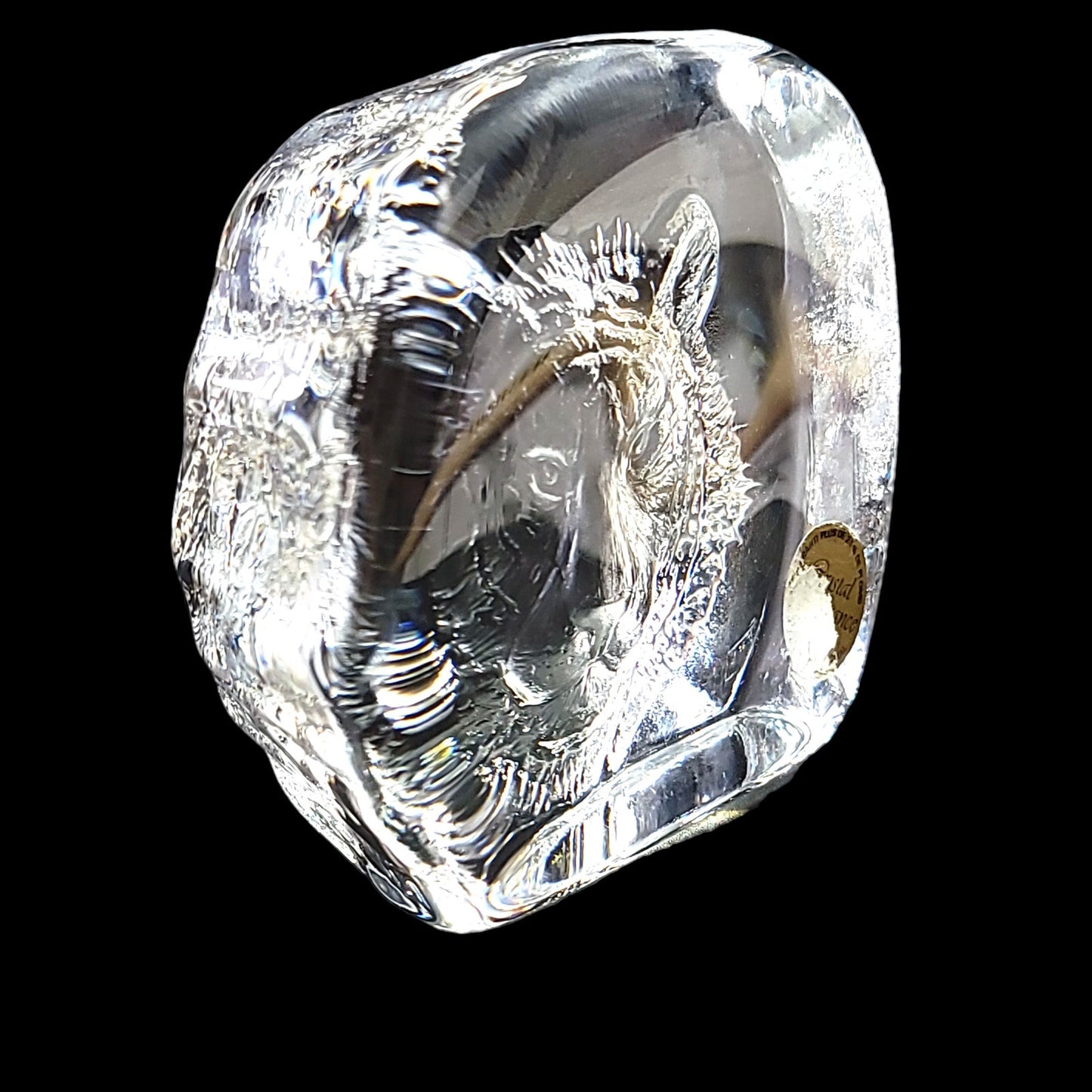 Crystal de France Lead Crystal Tiger Paperweight 4" W