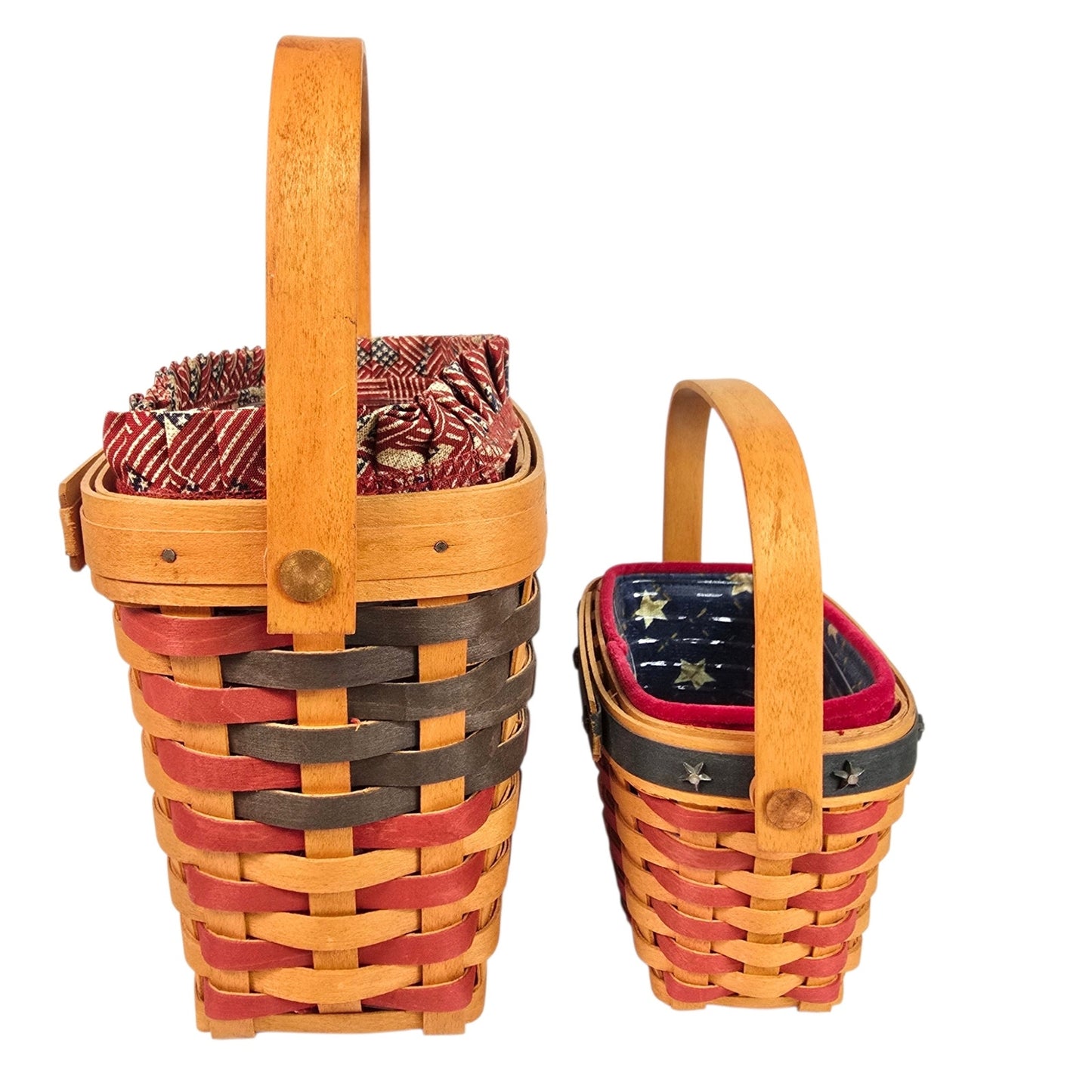 Pair Vintage Longaberger Patriotic Baskets 1998 Anniversary & 2001 Inaugural Set