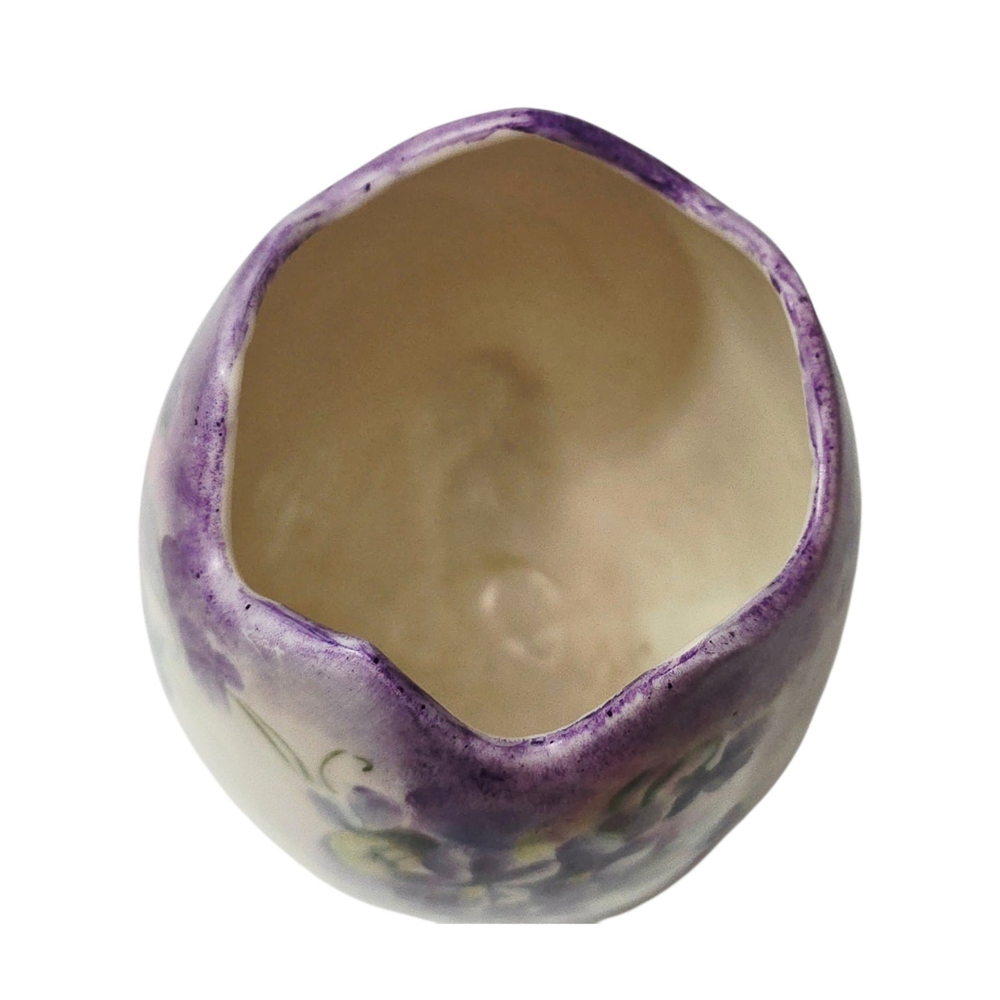 PH Leonard Austria Porcelain Cracked Egg Figurine Purple Violet Gilded Frog Feet