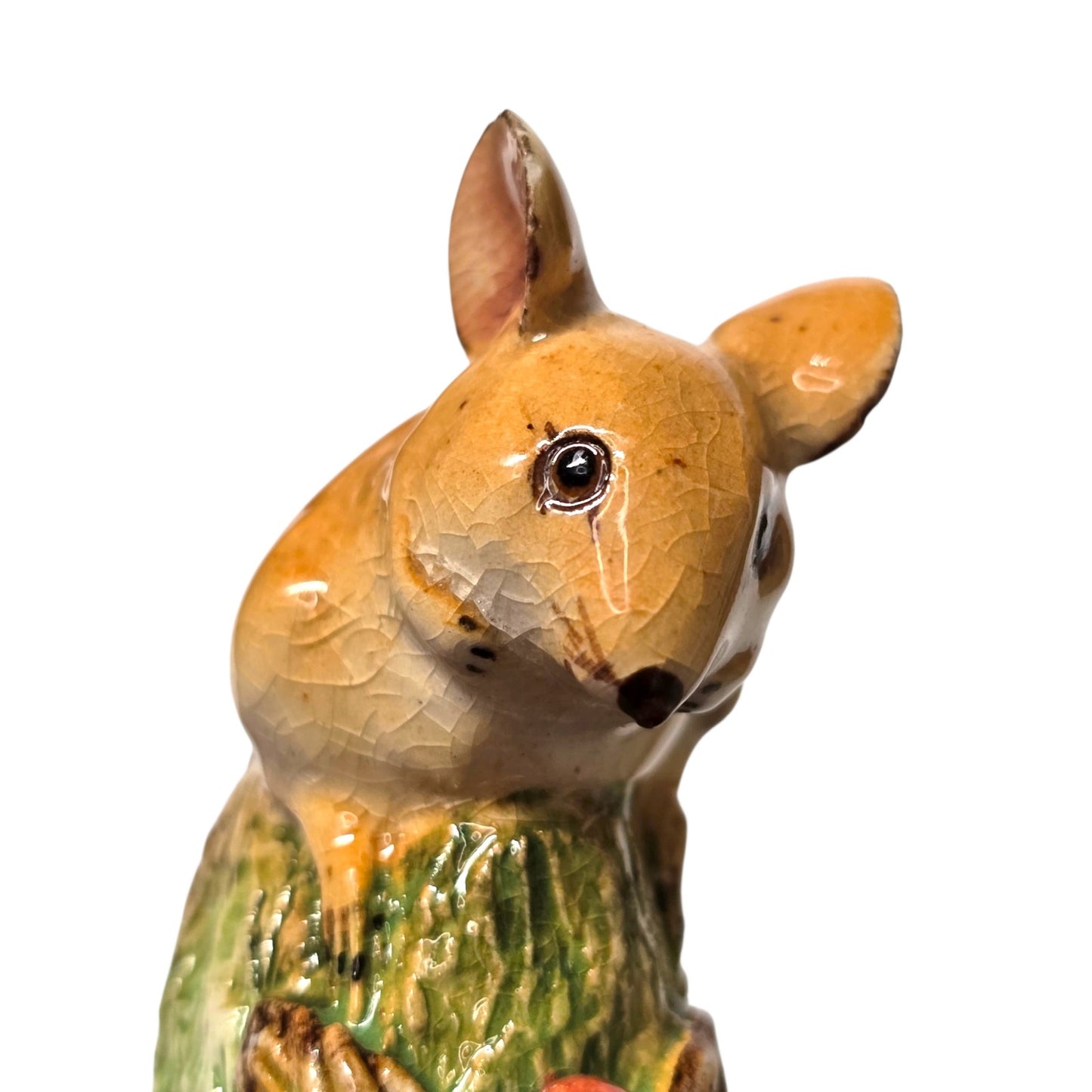 Basil Matthews Mouse on Tree Stump Figurine Signed Vintage Studio Pottery