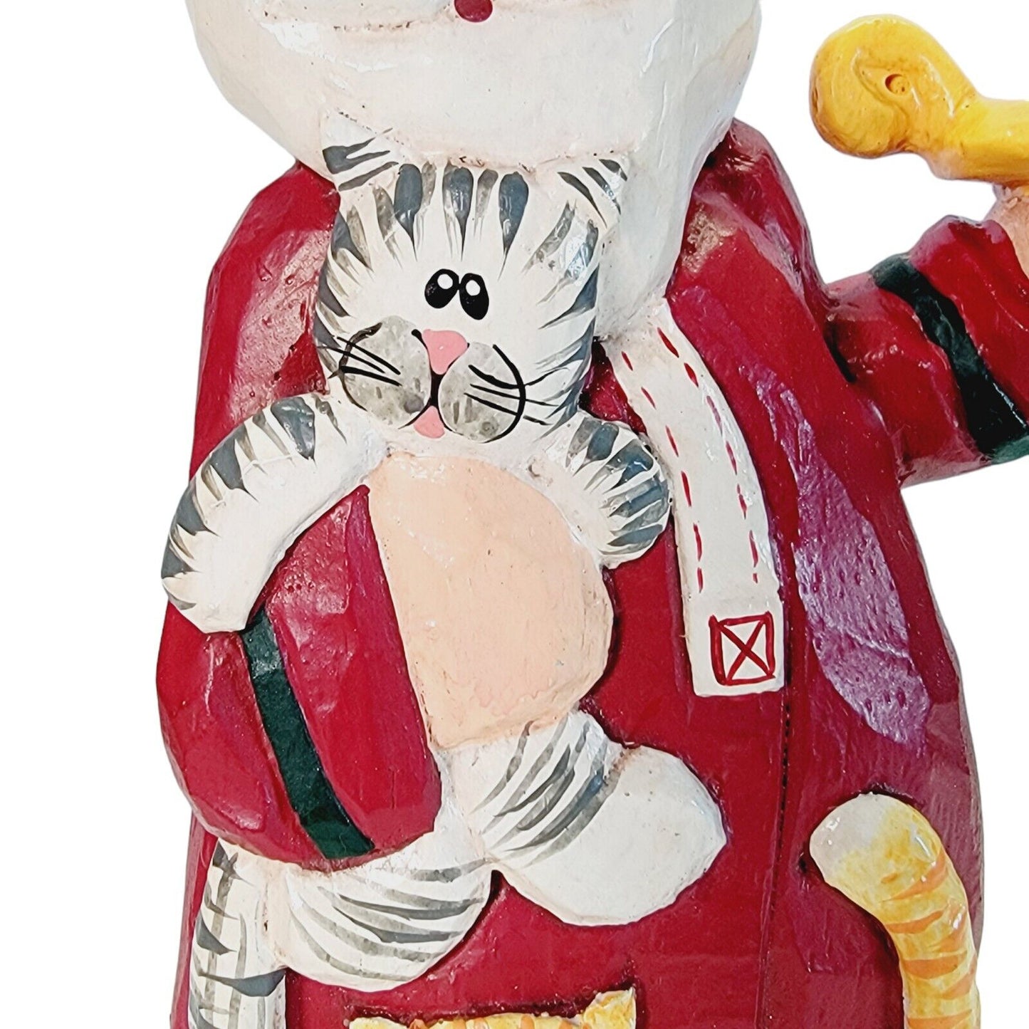 Vintage Eddie Walker Carved Santa Figure w/ Tabby Cats, Midwest of Cannon Falls