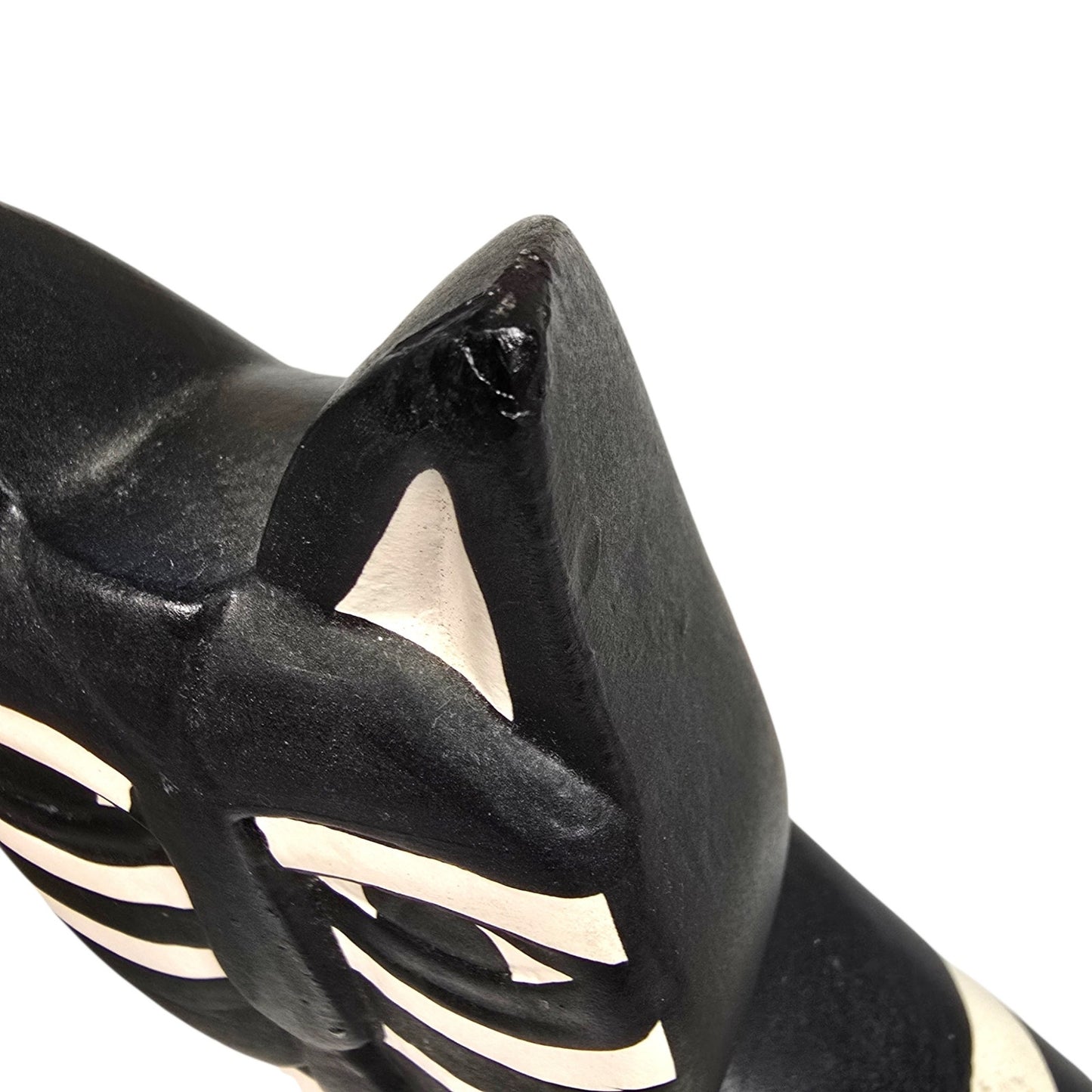Vintage Hand-Painted Wooden Cat Figurine Tuxedo Folk Art Tall Hand Carved 9.75"