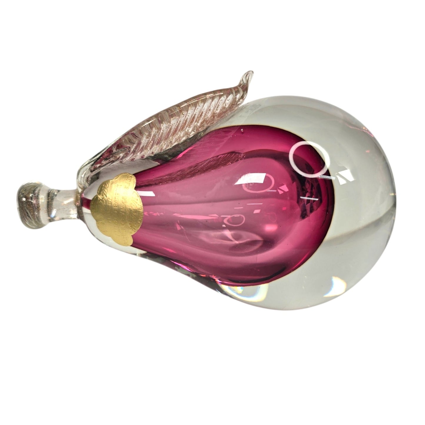 Alfredo Barbini Murano Sommerso Glass Pear Weil Ceramics Cranberry Adventurine