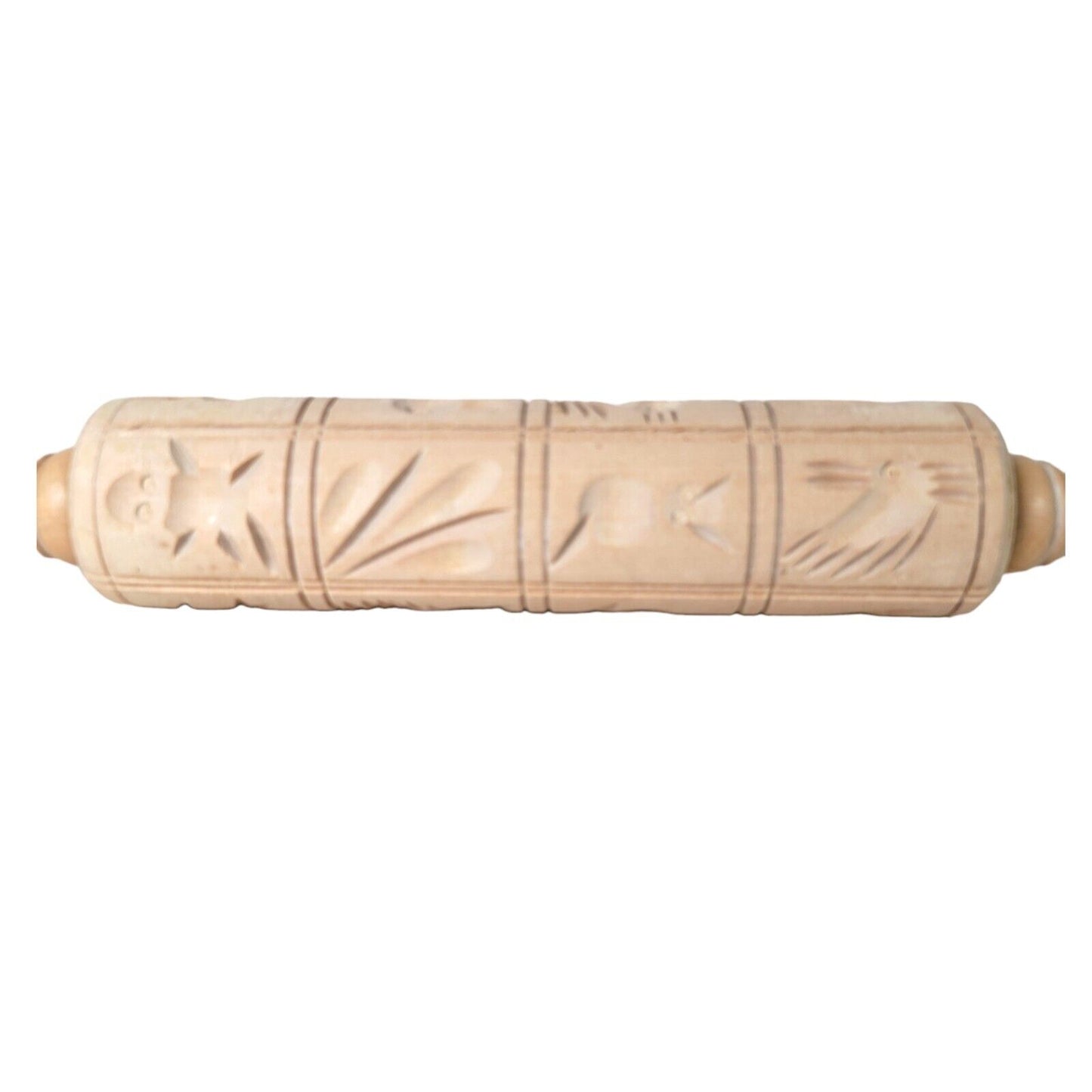 Wooden Spingerle Carved Molds Rolling Pin, Vintage Mold Rolling Pin