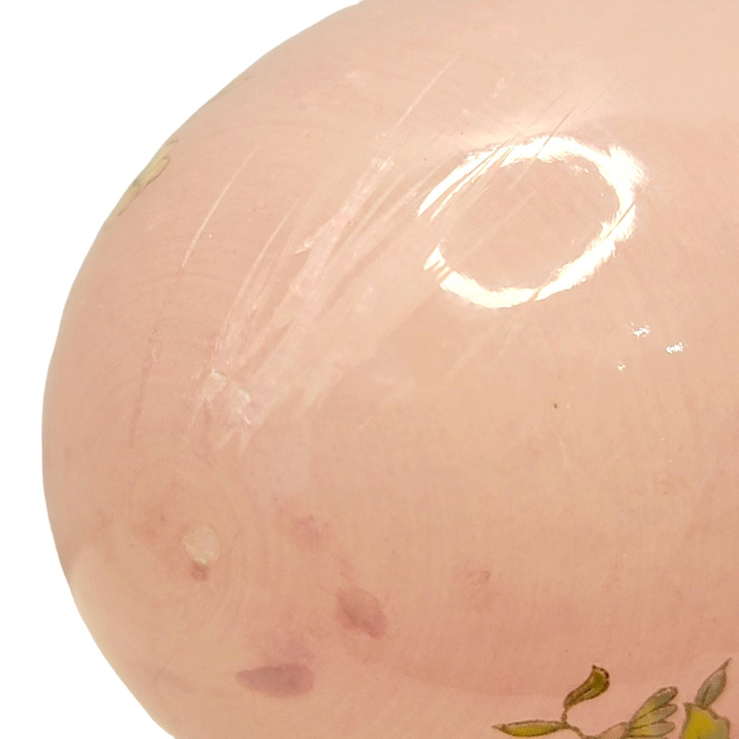 Lefton Genuine PINK Alabaster Marble Egg Hand Carved Made In Italy AS IS Scratch