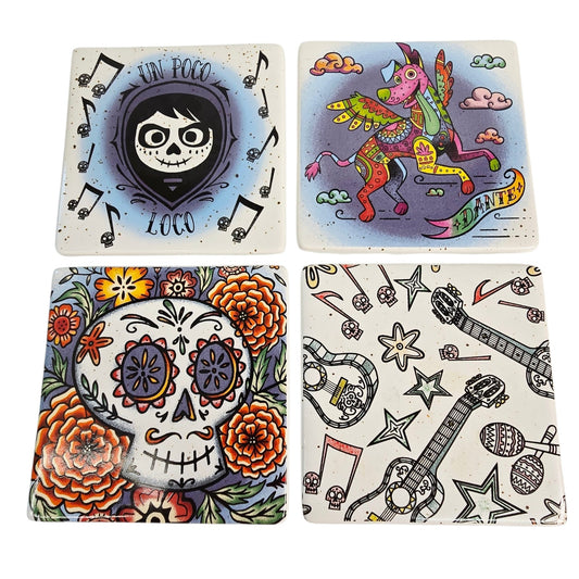 Disney Pixar Coco Stoneware Coasters Dia De Los Muertos Coaster Set of 4