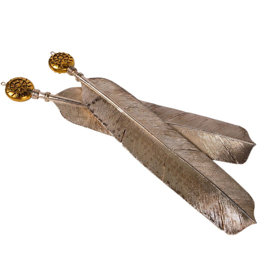 Vintage Metal Feather Wall Decor Hanging Sculptures Pair Rustic Boho