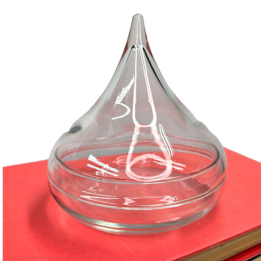 Vtg Kiss-Shaped Covered Candy Dish Clear Glass Mid Century Modern Holiday Display