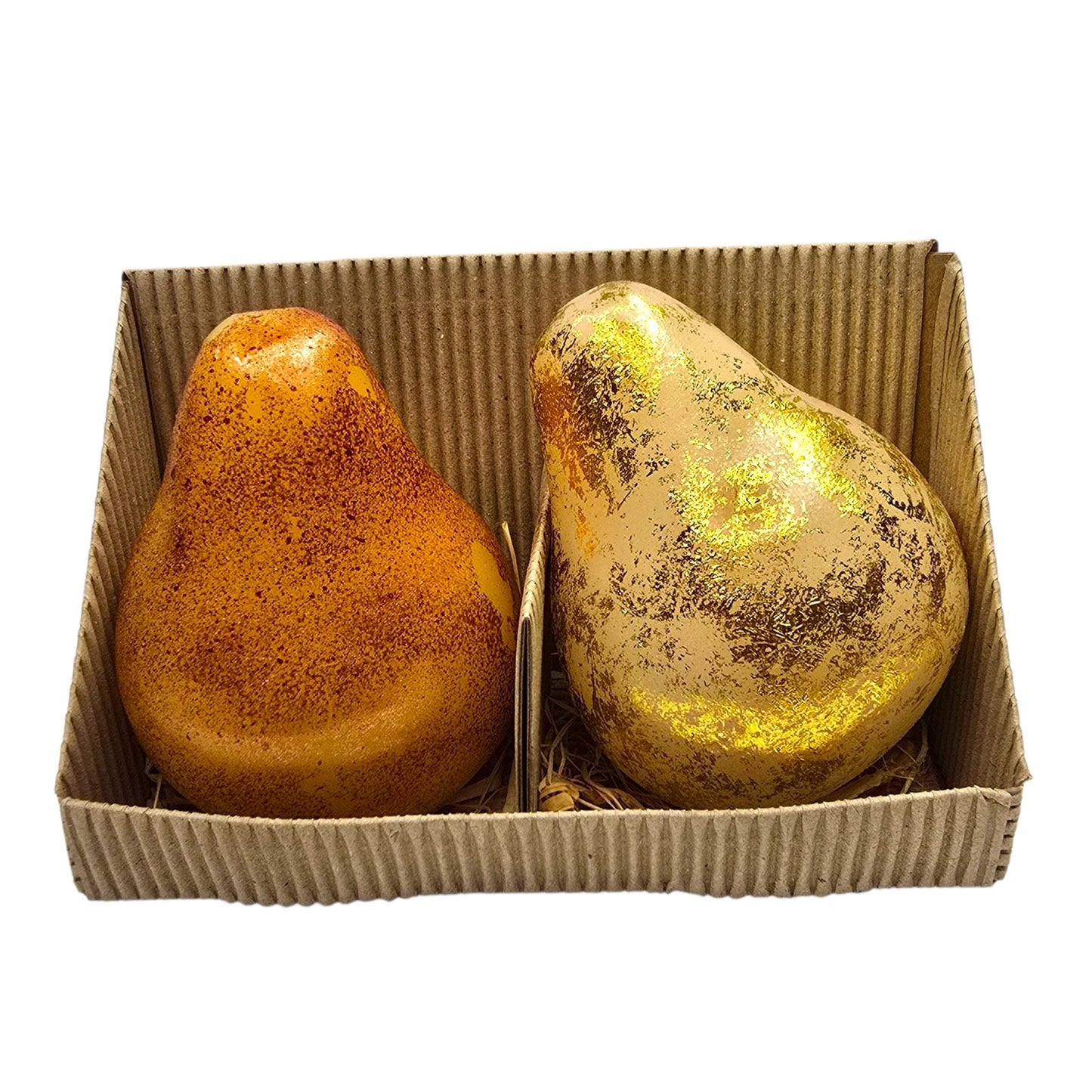 Vtg Illuminated LED Pear Light Set GLO Colonial Candle Gold Foil Fall Decor