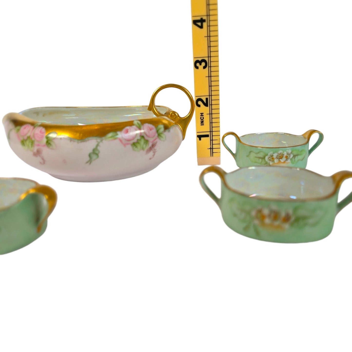 Vintage Bavaria Germany Porcelain Creamer & Butter Pat / Salt Cellar / Sauce Set