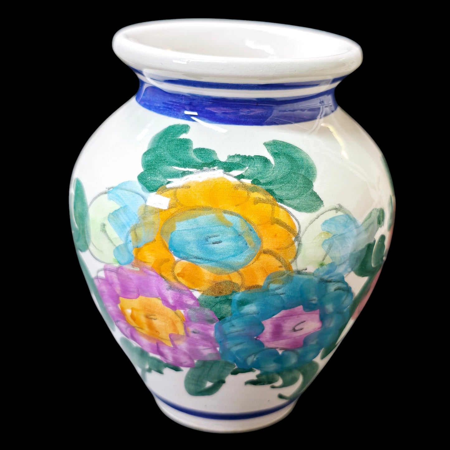 Hand Painted Floral Vase, Hand Made, Signed