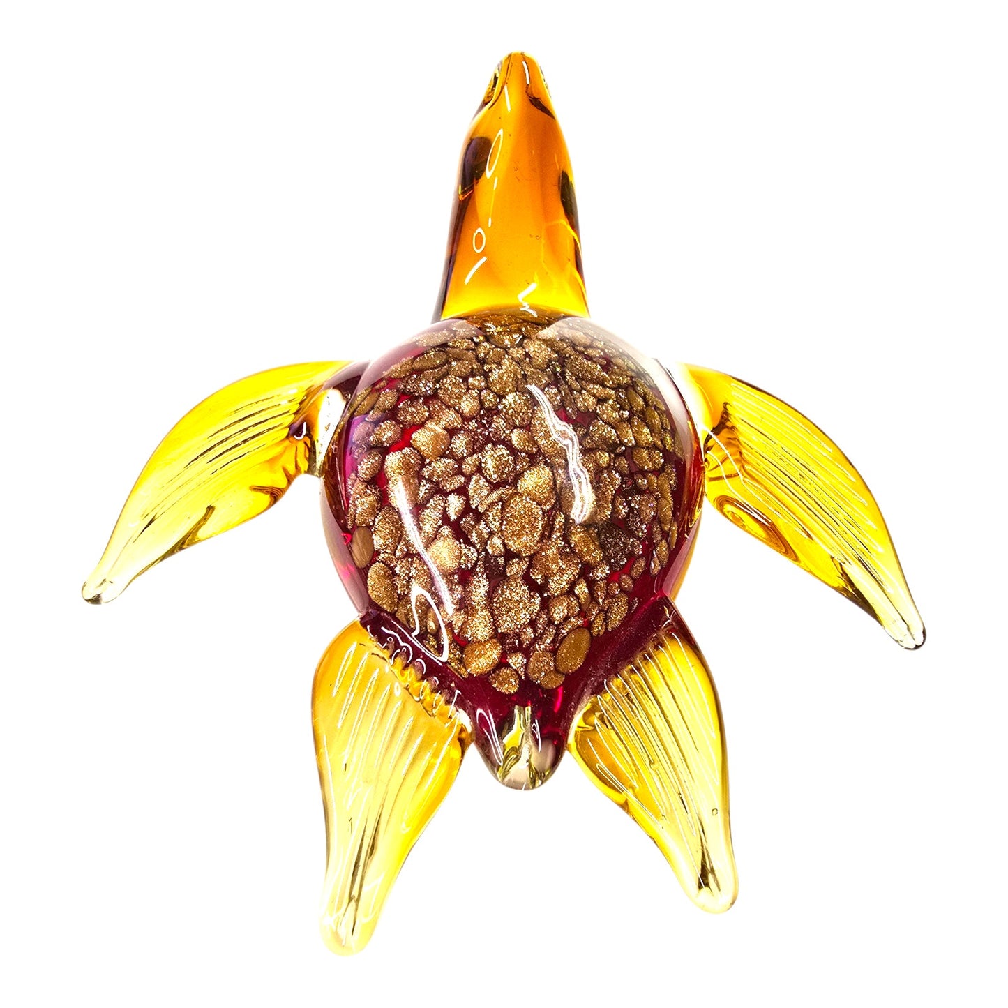 Vtg Art Glass Sea Turtle Figurine Red Amber Gold Aventurine Style 7.5"