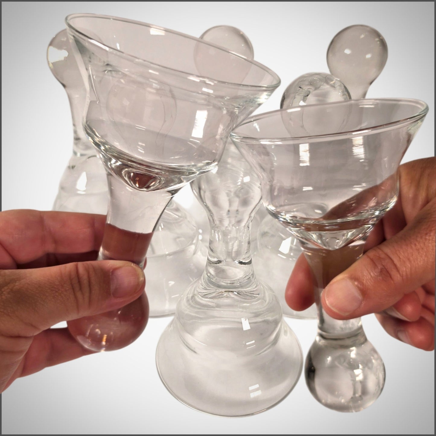 Vintage Glass Stirrup Glasses Stirrup Cups Set of 6 Equestrian Barware