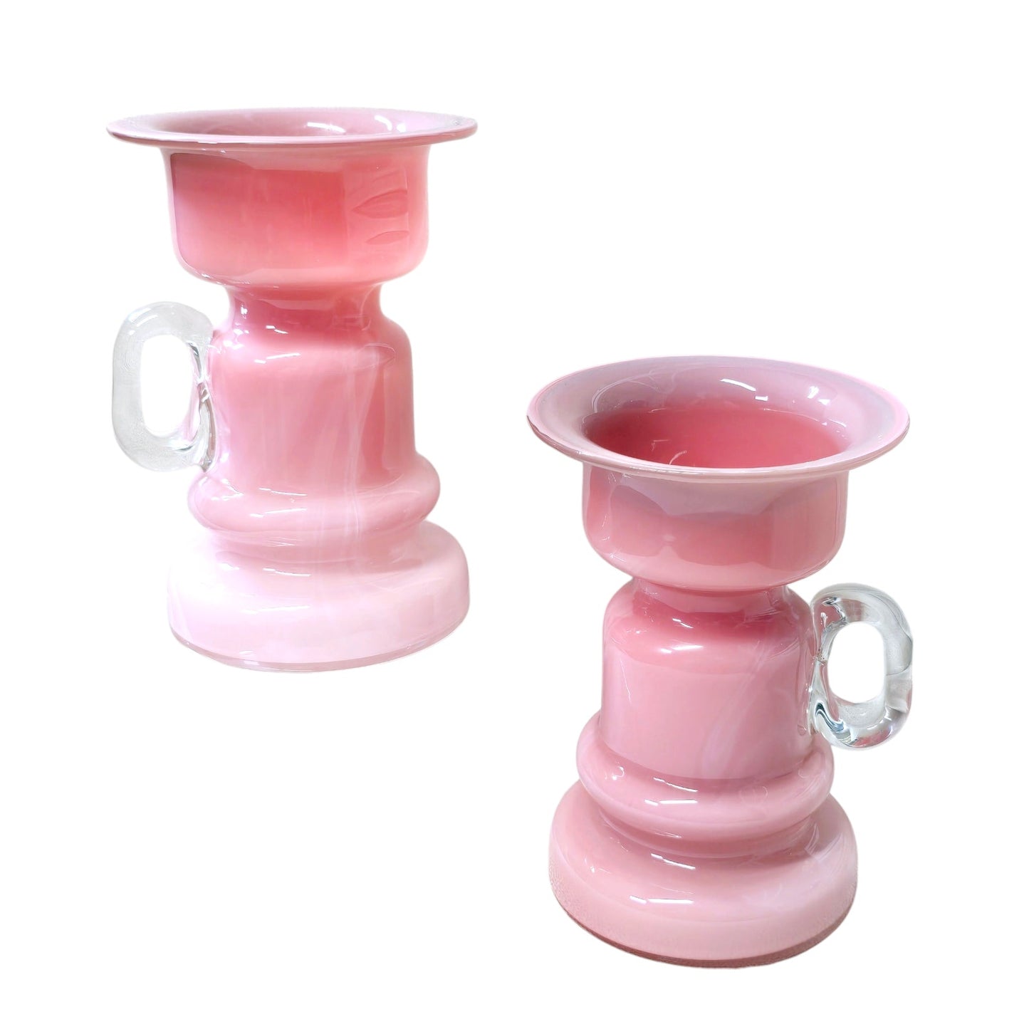 Pink Polish Glass Vases, Jerzy-Sluczan-Orkusz Midcentury Vintage Candle Holder