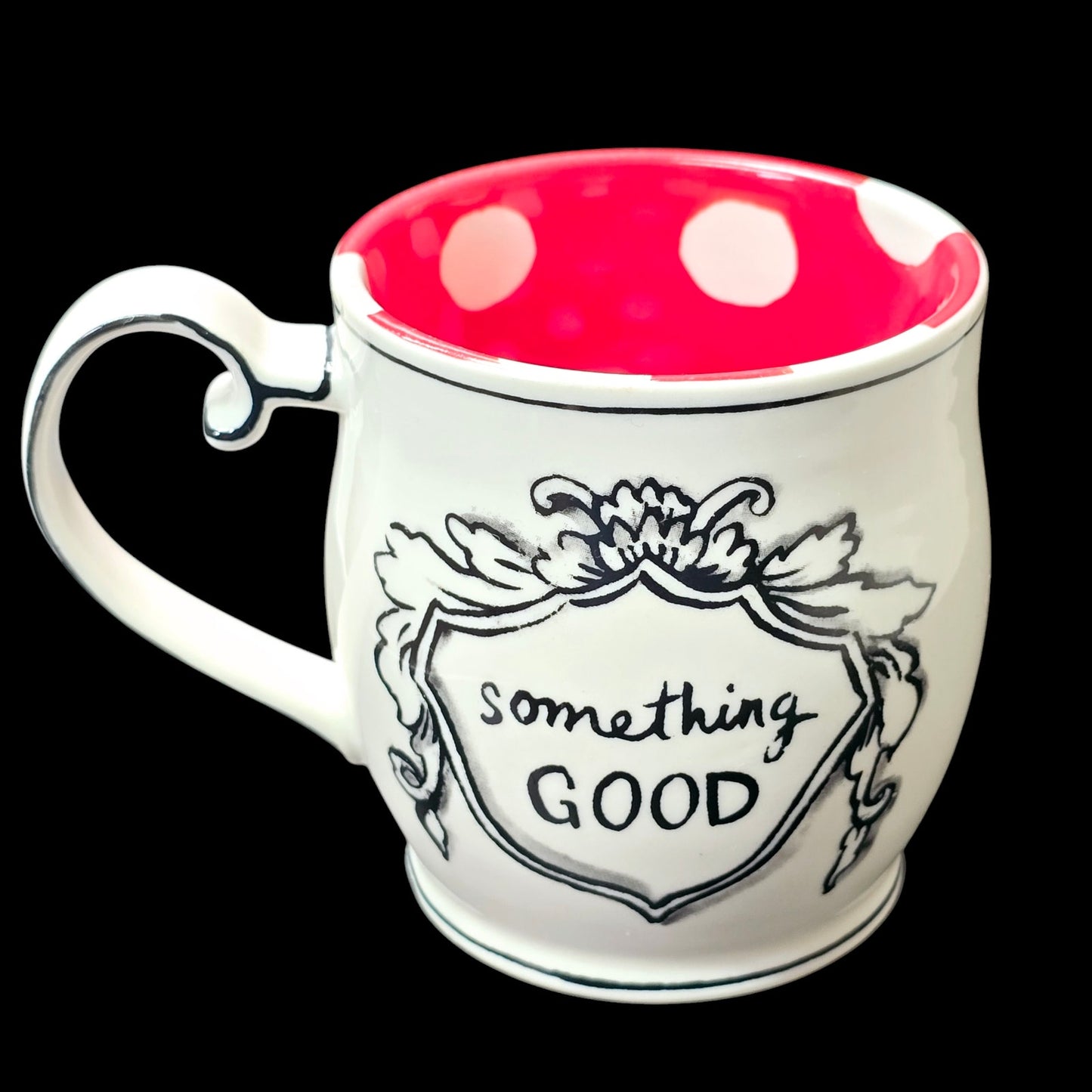 Anthropologie Molly Hatch "Something Good" Red White Polka Dot Coffee Mug