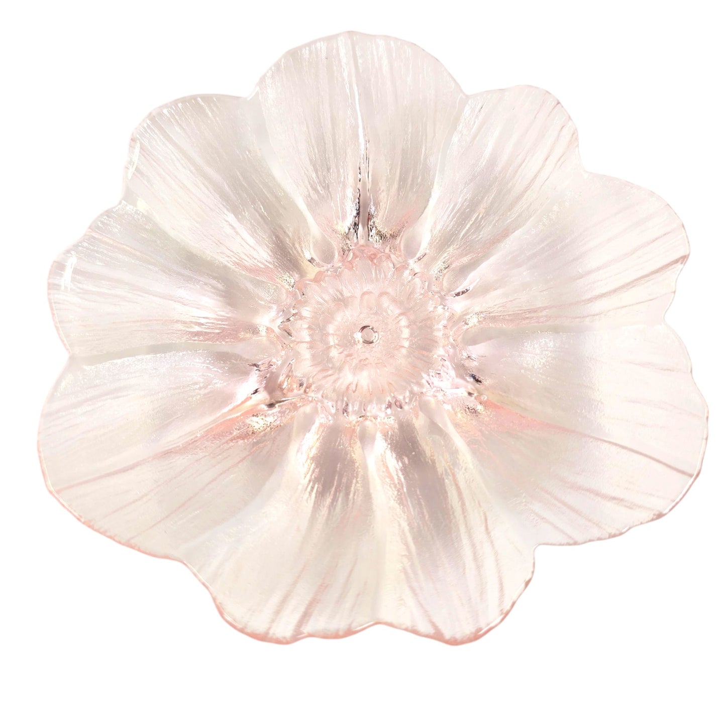 Set of 2 Light Pink Glass Flower Dishes