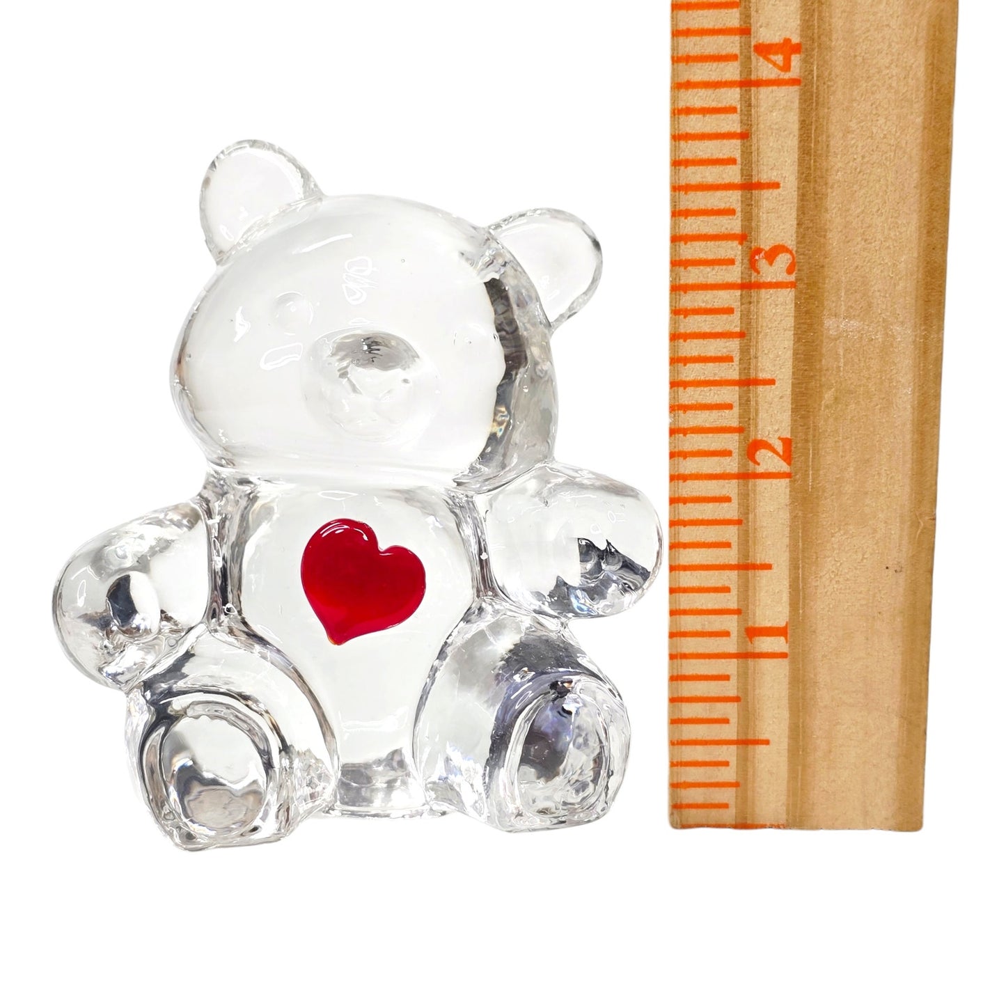 Fenton Art Glass Crystal Bear Figurine Ruby Red Heart Valentine July Birthstone
