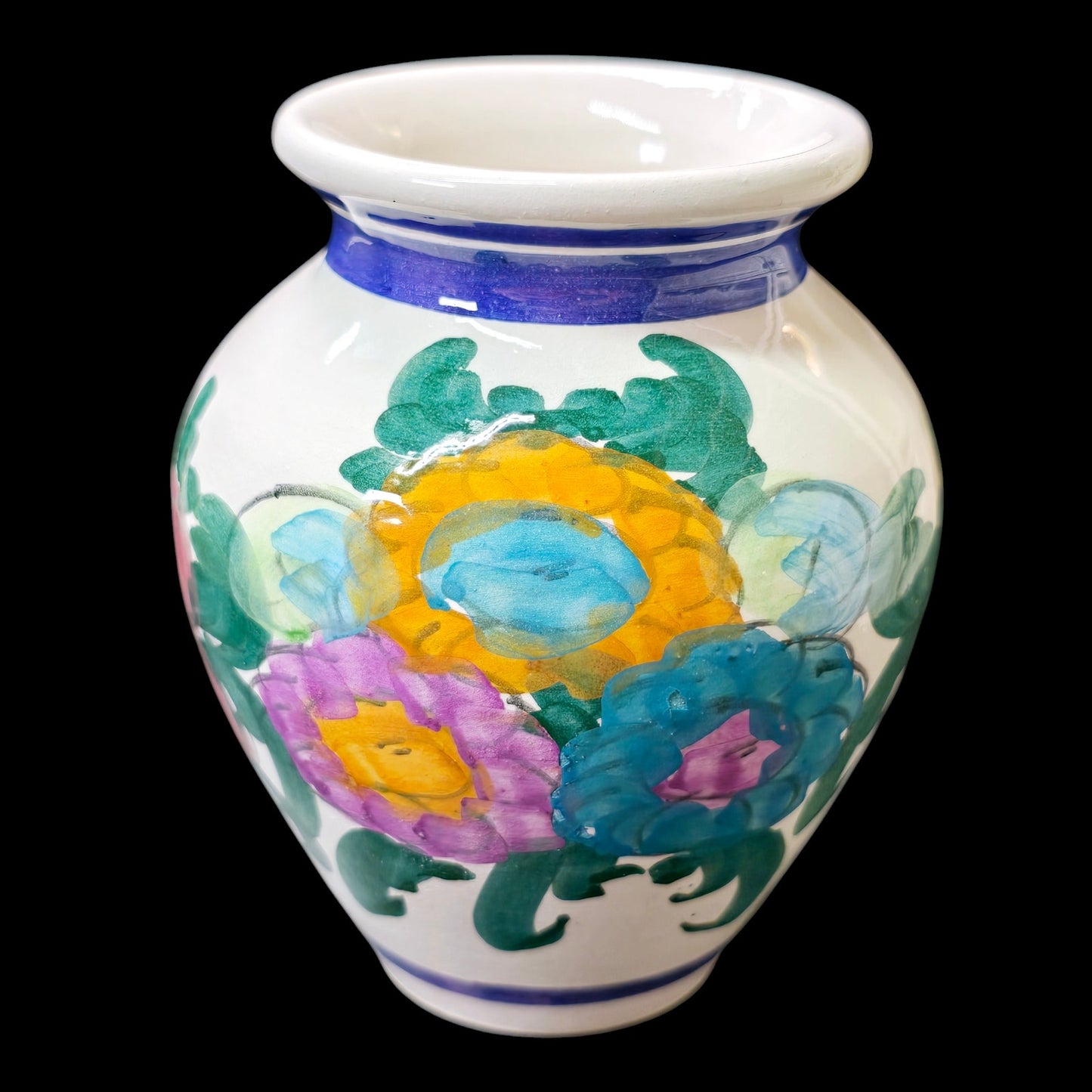 Hand Painted Floral Vase, Hand Made, Signed