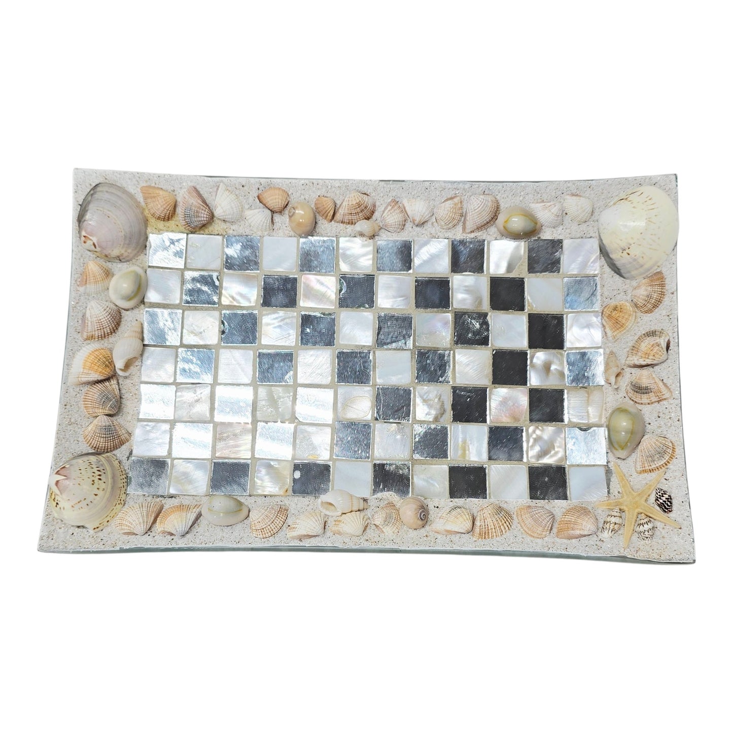 Pier 1 Imports Shell Mosaic Glass Trays Seaside Decor Rectangular Coastal Decor