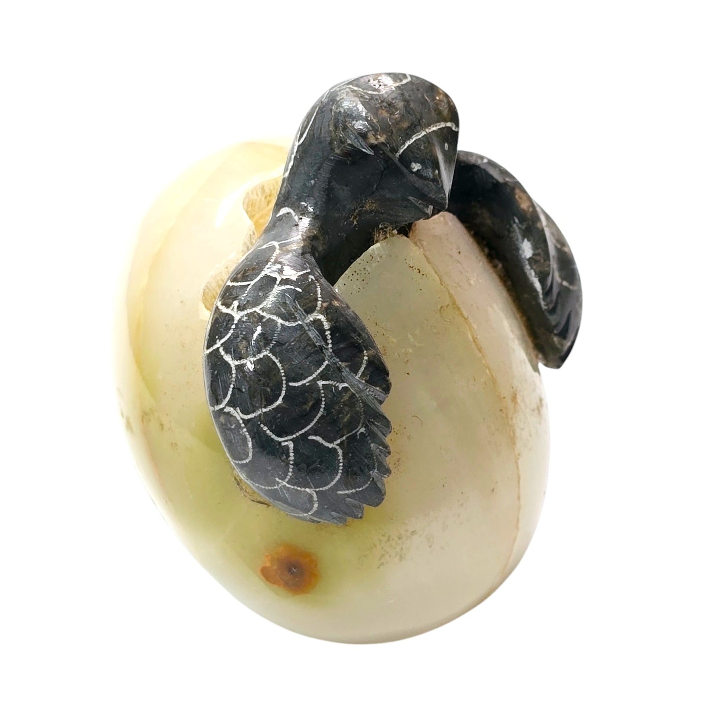 Natural Carved Stone Sea Turtle Egg Figurine Onyx Marble Baby Hatching